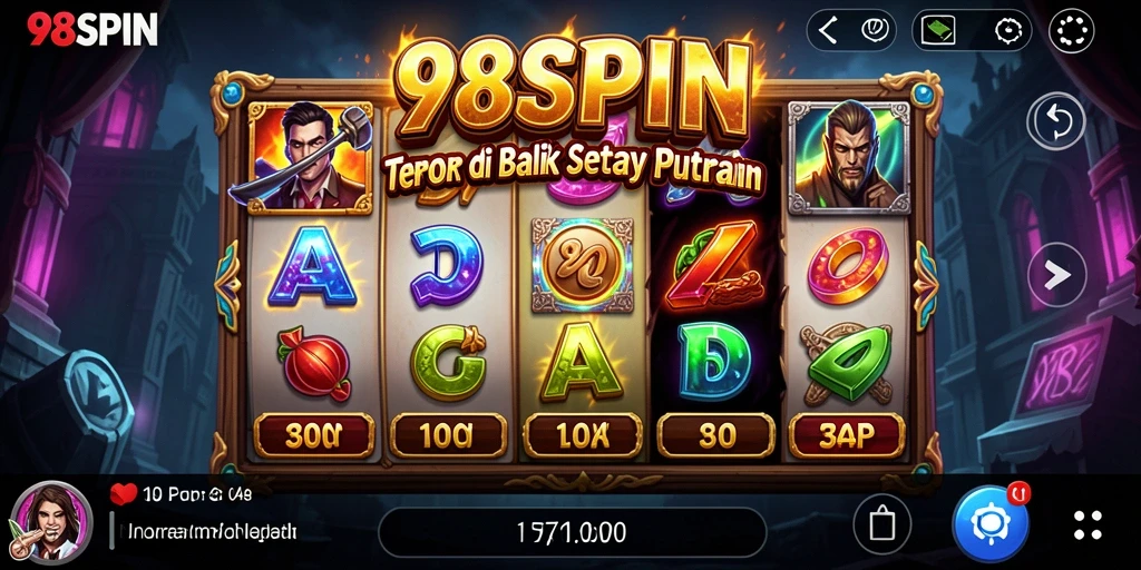 Screenshot gameplay menegangkan dari 98SPIN dengan suasana Horror.
