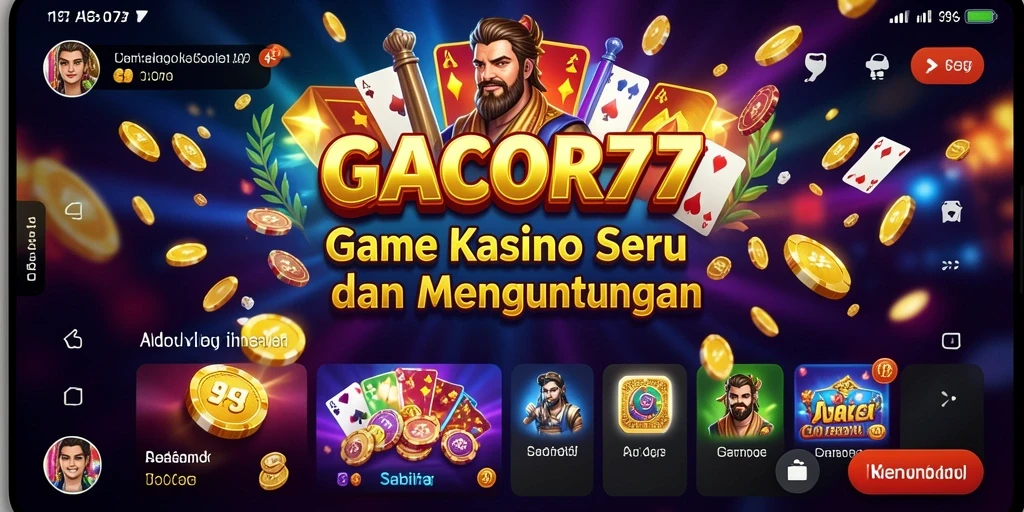 Tampilan gameplay menarik dari GACOR77 dengan atmosfir kasino.