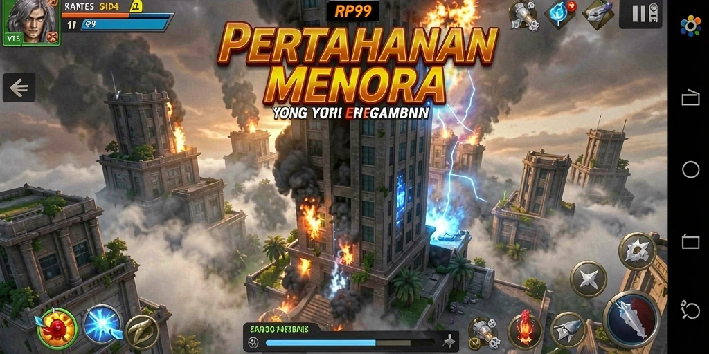 Tangkapan layar gameplay intense dari RP99 Tower Defense.