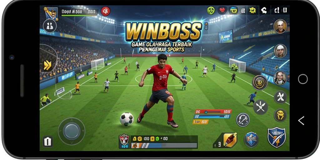 Tampilan gameplay seru dari WINBOSS di arena olahraga.