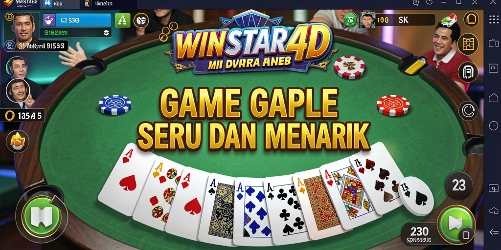 Gameplay seru Gaple di aplikasi WINSTAR4D.