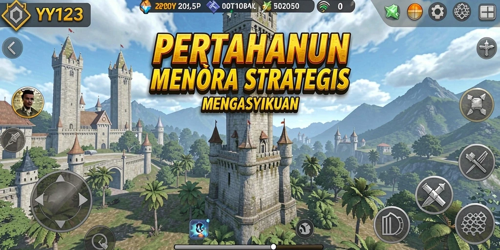 Tampilan utama gameplay YY123 yang menegangkan dalam Tower Defense.